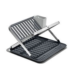 OXO Good Grips Aluminium Fold Flat Dish Rack, Grey