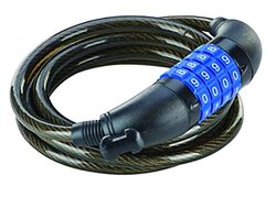 Prophete Lucchetto a spirale per bicicletta, con supporto per fissaggio a telaio, dimensioni: 1500 mm, Ø 8 mm, nero