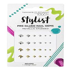 Elegant Touch Vernis à ongles Stylist métallique clouté pré collé Art Gems