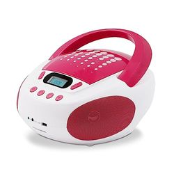 METRONIC Lecteur CD Enfant MP3 Pop Pink avec Port USB Alimentation Secteur ou Piles - Blanc et Rose