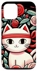 Coque pour iPhone 14 Ninja Kitty Fleur Art Roses rouges