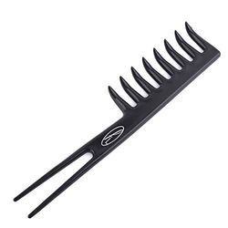 Fine Lines - Peigne râteau à double queue – Peigne démêlant et de douche idéal pour les cheveux afro, humides ou bouclés | Peigne antistatique en plastique épais noir