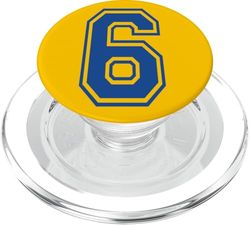 Número 6 estilo deportivo en azul PopSockets PopGrip para MagSafe