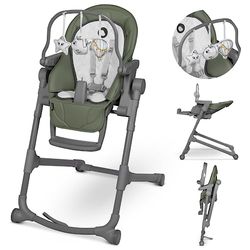 LIONELO Cora Plus 2en1 Chaise Haute Bébé Evolutive 6-36 mois/15 kg, Chaise d'Enfant Pliable avec Fonction Transat Bébé jusqu'à 9 kg, Réglable en Hauteur, Arche avec Jouets