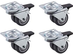 Meister Metafranc 804660 - Rodas duplas (50 mm de diâmetro, 4 unidades, 60 x 60 mm, placa Tpr de rolamento de esferas de 70 kg, rodas de carga pesada, rodas para móveis, cor gura Ris)