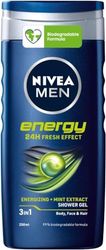 NIVEA MEN Energy Doccia Shampoo 6 x 250 ml, Docciaschiuma uomo rivitalizzante per corpo, viso e capelli, Docciaschiuma e shampoo uomo rinfrescante con Estratto di Menta