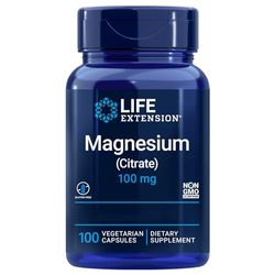 Life Extension, Magnesium Citrate, 100mg, 100 Capsule vegane, Testato in Laboratorio, Senza Glutine, Vegetariano, Senza Soia, Non OGM