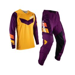 Leatt 3.5 Ride 2023 Set Di Maglie E Pantaloni Mot Motocross, Orange/Purple, XL