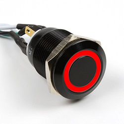 Impactics compatible Vandalismustaster 19mm, IP65, rote LED - schwarz