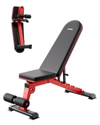 VEVOR Stabiele halterbank, robuust, 544 kg, voor full-body training, verstelbaar, voor krachttraining thuis, 1465 x 530 x 450 mm, zwart en rood