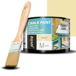 JOVIRA PINTURAS Chalk Paint - Vernice gessata all'acqua opaca + Pennello speciale per legno. Rinnovate i vostri mobili con creatività. (375 Millilitri, Vaniglia + Pennello)