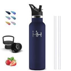 Borraccia- 0,75 litri- Borraccia Termica, Senza BPA, Borraccia con Cannuccia, Senza Perdite, Bottiglia Termica, Borraccia Acciaio Inox, Doble Aislamiento, Borracce per Trekking, Campeggio, Palestra