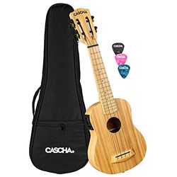 Cascha E-Bamboo Sopraan Natural met pick-up tas, tas en 3 plectrums