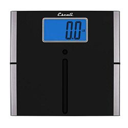 Escali US200L Extra Large Ultra Slim Bathroom Body Scale, Low Profile, LCD Digital Display, 440lb Capacity, Black/Silver Trim