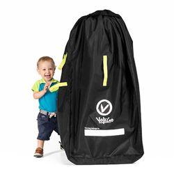 VolkGo Sac de contrôle pour Poussette Parapluie Simple, Durable et léger, résistant à l'eau, Fermeture à Cordon avec verrou réglable, poignée en Sangle, Fermeture éclair Extensible, Noir, 47x24x18