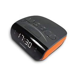 Metronic 477034 - Rádio despertador digital com relógio LED branco para mesa com função de alarme duplo, Sleep/Snooze e sintonizador de rádio Am/FM com memória para 20 emissoras