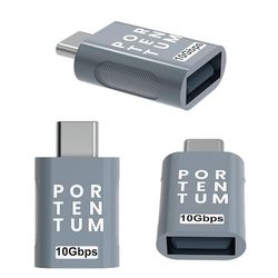 PORTENTUM Adaptateur USB C vers USB 3.0 (3.1) Vitesse 10Gb OTG Corps Premium Zinc avec Haute Résistance à la Chaleur - Adaptateur USB vers Type c de Seulement 5 Grammes