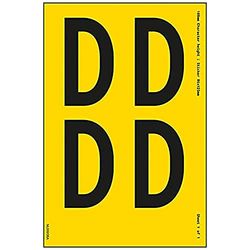 V Safety One Letter Sheet - D - 13mm Character Height - 300x200mm - Yellow Adhesive Vinyl