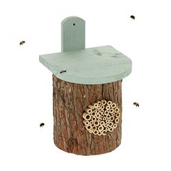 Relaxdays Hôtel à Insectes, nichoir à Abeilles Sauvages, 26,5 x 17 x 19 cm, Jardins, balcons, Couleurs Nature et Verte
