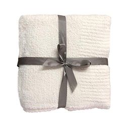 JOOJA Knit Throw Blanket Super Soft Warm Blanket for Couch Lightweight Fluffy Blanket for Bed Sofa 50x60 Inches Cream