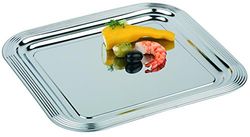 APS 00389 GN 2/3 Partypeplaat -Classic 35,4 x 32,5cm, metaal vernikkeld en glanzend verchroomd, met lijndecor, rand opgerold, materiaaldikte 0,35