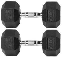 Signature Fitness Mancuernas hexagonales con revestimiento de goma, par de 30 libras