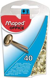 Maped - Encuadernadores Metálicos - Caja Abrefácil - 40 Unidades de Latón - Tamaño de 17 mm - Encuadernadores Pequeños para Documentos y Manualidades (Paquete de 2)