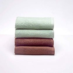 Sancarlos - Lot de 4 Serviettes Ocean Duo de Lavabo, Vert poudré et Marron, 100% Coton, 550 g/m²