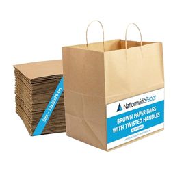 NationwidePaper 30 Pcs Brown Paper Bags, Shopping Bags with Strong Twisted Handles for Grocery, Sweets, Food, Merchandise, Retail (32x22x28cm)