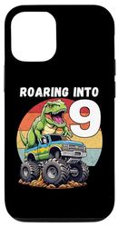 Custodia per iPhone 12/12 Pro T Rex Dinosaur Monster Truck 9° compleanno ragazzi e ragazze