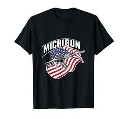 Michigan Gun Lovers Michugun Rifle Shooting Range Bandiera degli Stati Uniti Maglietta
