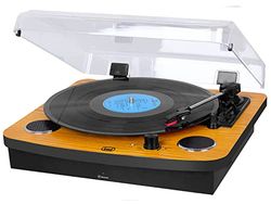 Trevi TT 1022 BT Giradischi con Mobile in Legno, Connettività Audio Wireless, 2 Altoparlanti Incorporati, AUX-IN e Uscita RCA, Lettore Vinili 33/45/78 Giri