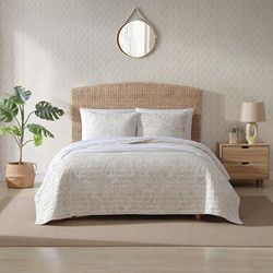 Tommy Bahama - Queen Quilt Set, Breathable Reversible Bedding with Matching Shams, Coastal Inspired Home Decor (Ocean Deep Beige, Queen)