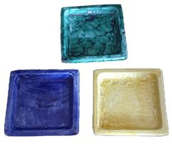 Ceramiche Angela Rinaldi -Sottovaso quadrato piatto in Ceramica di Vietri dipinto a mano Maioliche Fioriera Terracotta Cachepot (Lato cm 31x31 altezza cm 3,5, blu)