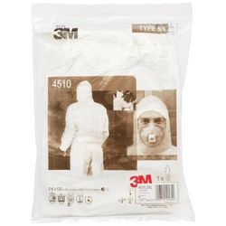 3M 4532W2XL AR Skyddande Coverall med 3 paneler elastisk huva vristlänk midja och stickade manschetter, antistatiskt andningsbart tyg, typ 5/6, storlek XX-Large, vit (paket med 20)