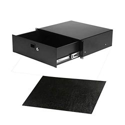 Infitronic INRS213–19 tum stålhylla låda/dokumentförvaringslåda, låsbar med lås, helutdragbar svart (3 HE)