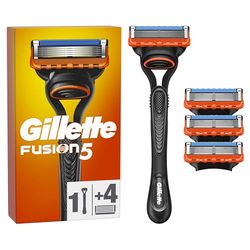 Procter & Gamble Fusion5 Men's Razor, Orange, 1 Razor + 3 Blades Refills, Precision Trimmer, 5 Anti-Friction Blades
