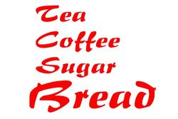 Tea, Coffee, Sugar, Bread - Jar Vinyl Decals Stickers Kitchen - Set of 4 Decals - (Red)