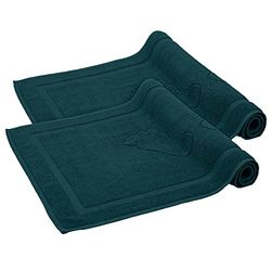 Komfortec Bath Mat Set, 2-Piece Terry Towelling Shower Mat, Washable Shower Mat & Bath Mat, 800 g/m² & 100% Cotton, Absorbent & Quick Drying, 50 x 80 cm, Petrol