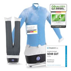 CLEANmaxx Pro Steam Automatische hemdenstrijkijzer, inclusief broekopzetstuk, stoomfunctie, touchdisplay, strijkapparaat voor overhemden en blouses, vermindert geuren, desinfecteert, gladmaakt, frist