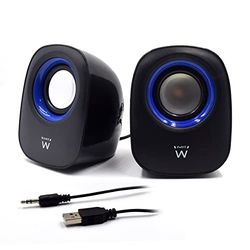 Ewent EW3501 - Sistema Audio 2.0 Speaker Casse Stereo, Alimentate via USB, Nero/Blu