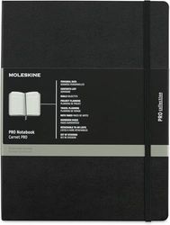 Moleskine Pro anteckningsbok, professionell kontorsanteckningsbok, hårt fodral, svart färg, X-Large 13 x 21 cm