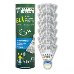 Talbot Torro 469382 Volante de badminton Eli, velocidade média (azul), pé de espuma, ideal para treinar com crianças e adolescentes, branco, 24 cm