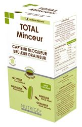 NUTRIGÉE - Total Minceur - 4 Actions Minceur - Capte, Bloque, Brûle & Draine - Favorise L'Amincissement, le Contrôle du Poids et de L'Appetit - 60 Gélules - Programme de 30 Jours - Fabriqué en France