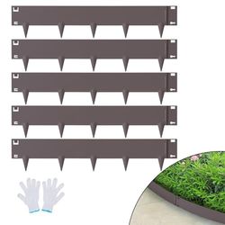VEVOR Stalen landschapsranden, 5-pack stalen tuinranden, 99 x 12,7 cm H strips, hamer-in-randrand, buigbare metalen landschapsrand voor tuin, gazon, 8 cm spikehoogte, rustiek bruin