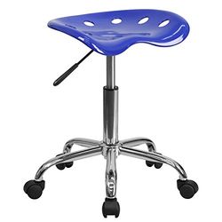 Flash Furniture Tabouret, Chrome, Bleu Nautique, 38,1 x 43,18 x 65,41 cm