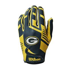Wilson NFL Team Super Grip, Gloves Unisex-Youth, Yellow/Green, M (Yth)