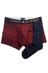Tommy Hilfiger Heren Trunk & Sok Set Trunks, Grafische Fairisle/Des Sky, XXL