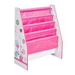 Worlds Apart Bloemen en vlinders rek voor kinderboeken, hout, roze, 23,0 x 51,0 x 60,0 cm