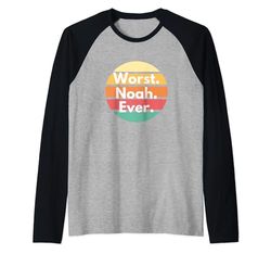 Worst Noah Ever Funny Nome Scherzo Personalizzato Gag Maglia con Maniche Raglan